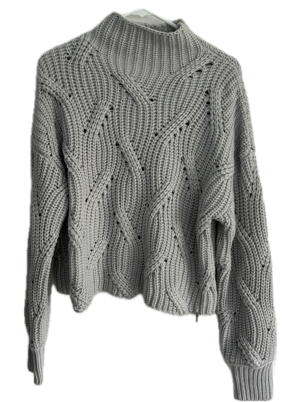 Savvi Jessie Cable Knit Sweater in Grey
